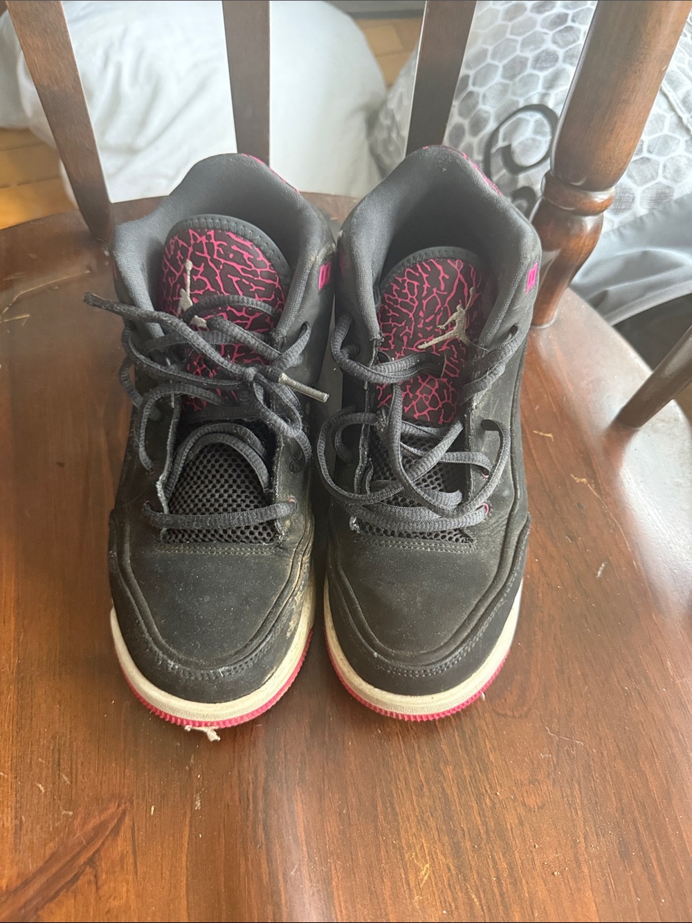 Jordan Kids Black and Pink Low-Top Sneakers